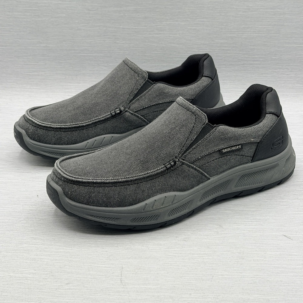 Skechers Men's 11 Wide 2E Loafers Grey Slip On Relaxed Fit Memory Foam 16941S